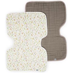 imageLittle Unicorn 100 Certified Natural Organic Cotton Burp Cloth 2 Pack  UltraAbsorbent ampamp Soft Muslin Fabric  Larger Size ampamp Ergonomic Design Floral Field  DriftwoodFloral Field  Driftwood