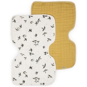 imageLittle Unicorn 100 Certified Natural Organic Cotton Burp Cloth 2 Pack  UltraAbsorbent ampamp Soft Muslin Fabric  Larger Size ampamp Ergonomic Design Floral Field  DriftwoodSwallows  Wheat