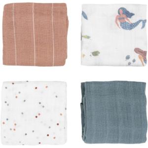 imageLittle Unicorn Cotton Muslin Squares 4 Pack  Nursing Burping Feeding Wiping Spills  Super Soft and Lightweight Blanket for Baby Boys and Girls  275 x 275  White SetMermaids