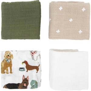 imageLittle Unicorn Cotton Muslin Squares 4 Pack  Nursing Burping Feeding Wiping Spills  Super Soft and Lightweight Blanket for Baby Boys and Girls  275 x 275  White SetWoof