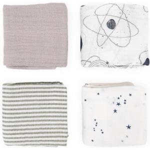 imageLittle Unicorn Cotton Muslin Squares 4 Pack  Nursing Burping Feeding Wiping Spills  Super Soft and Lightweight Blanket for Baby Boys and Girls  275 x 275  White SetPlanetary