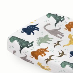 imageLittle Unicorn Premium Changing Pad Cover  Extra Soft ampamp Breathable Muslin Fabric FernDino Friends