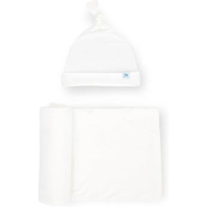 imageLittle Unicorn Premium Stretch Knit Swaddle ampamp Hat Set  UltraSoft with Optimal Stretch for Newborns  Giftable Set Soft BlushWhite