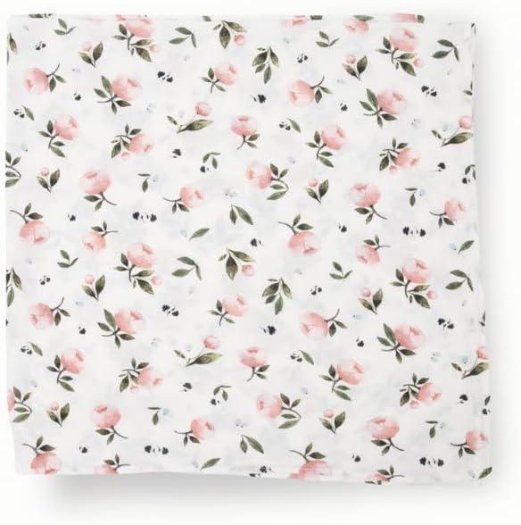imageLittle Unicorn Large Stretch Knit Swaddle Blanket 2 Pack Super Soft with Optimal Stretch for swaddling  Giftable Set Dino PalsWatercolor Rose