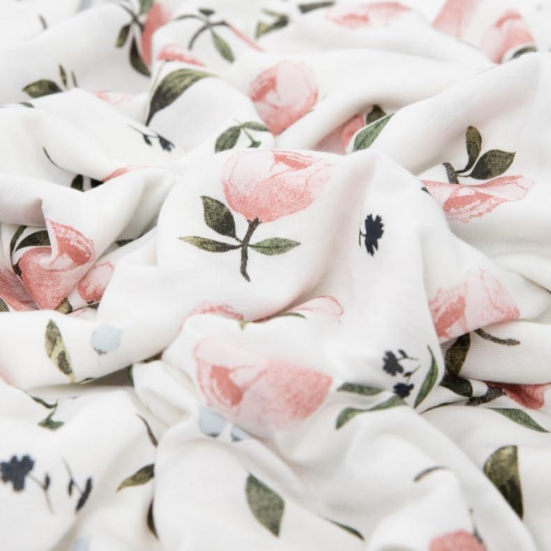 imageLittle Unicorn Large Stretch Knit Swaddle Blanket 2 Pack Super Soft with Optimal Stretch for swaddling  Giftable Set Dino PalsWatercolor Rose