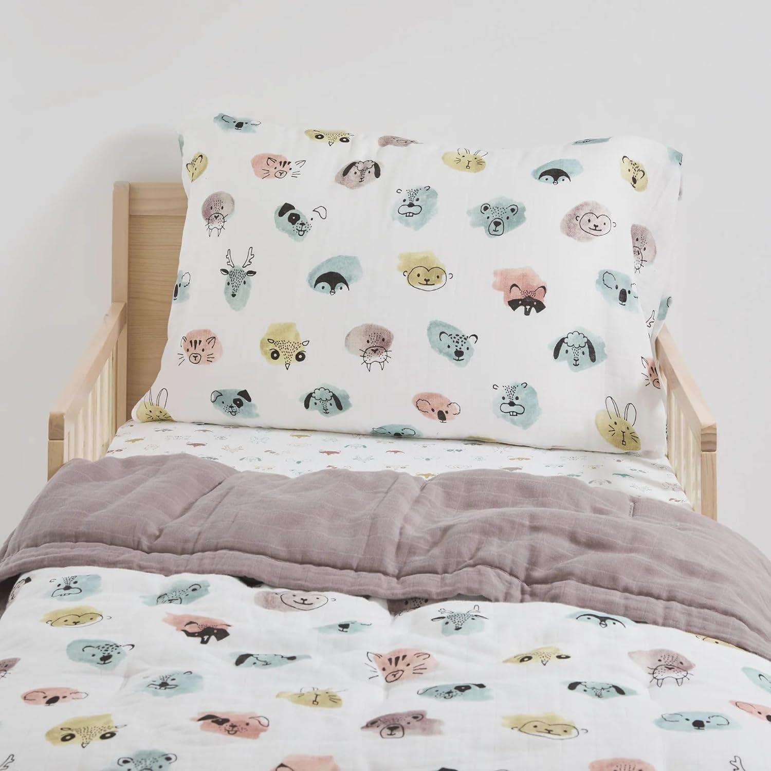 imageLittle Unicorn Toddler Bedding 3Piece Set  Super Soft ampamp Breathable Muslin Fabric  for Convertible Cribs ampamp Toddler Beds WhalesWatercolor Critters