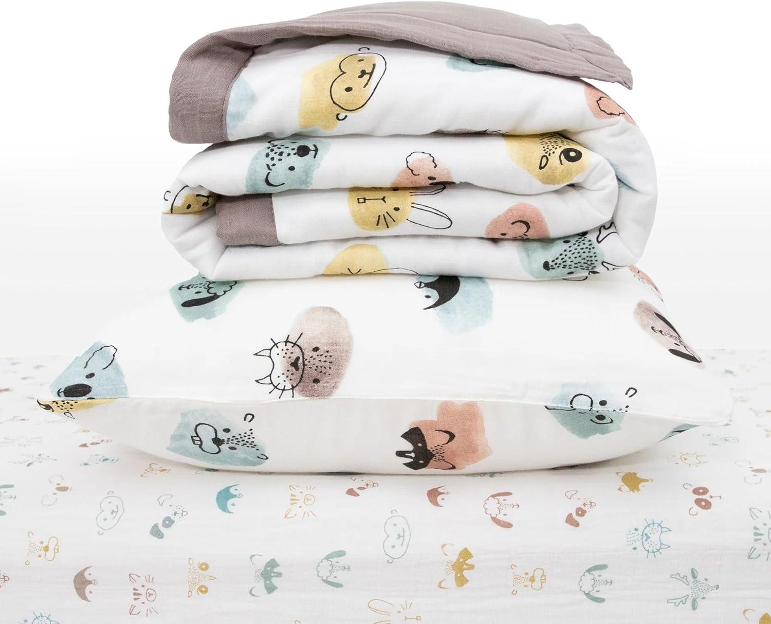 imageLittle Unicorn Toddler Bedding 3Piece Set  Super Soft ampamp Breathable Muslin Fabric  for Convertible Cribs ampamp Toddler Beds WhalesWatercolor Critters