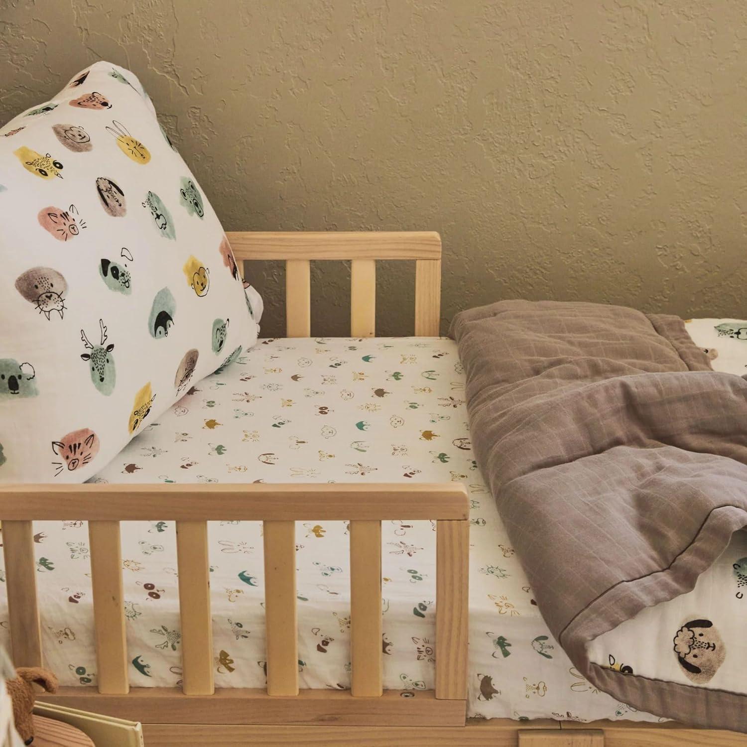 imageLittle Unicorn Toddler Bedding 3Piece Set  Super Soft ampamp Breathable Muslin Fabric  for Convertible Cribs ampamp Toddler Beds WhalesWatercolor Critters