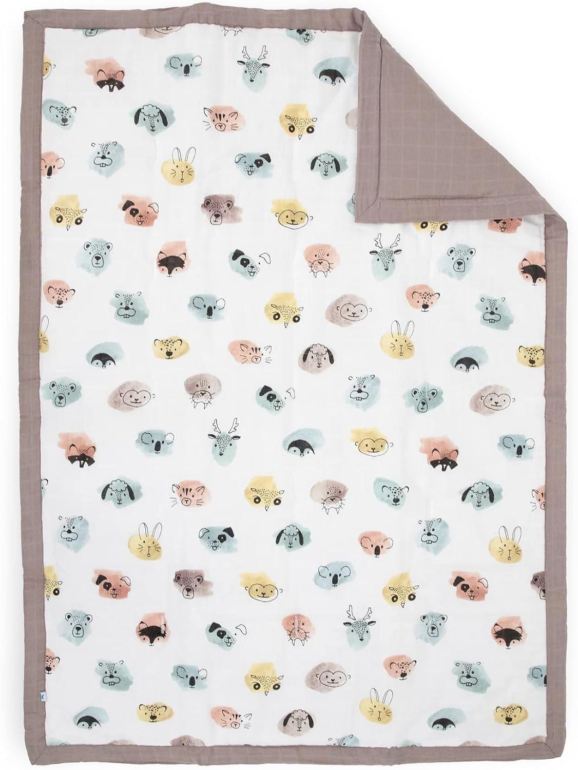 imageLittle Unicorn Toddler Bedding 3Piece Set  Super Soft ampamp Breathable Muslin Fabric  for Convertible Cribs ampamp Toddler Beds WhalesWatercolor Critters