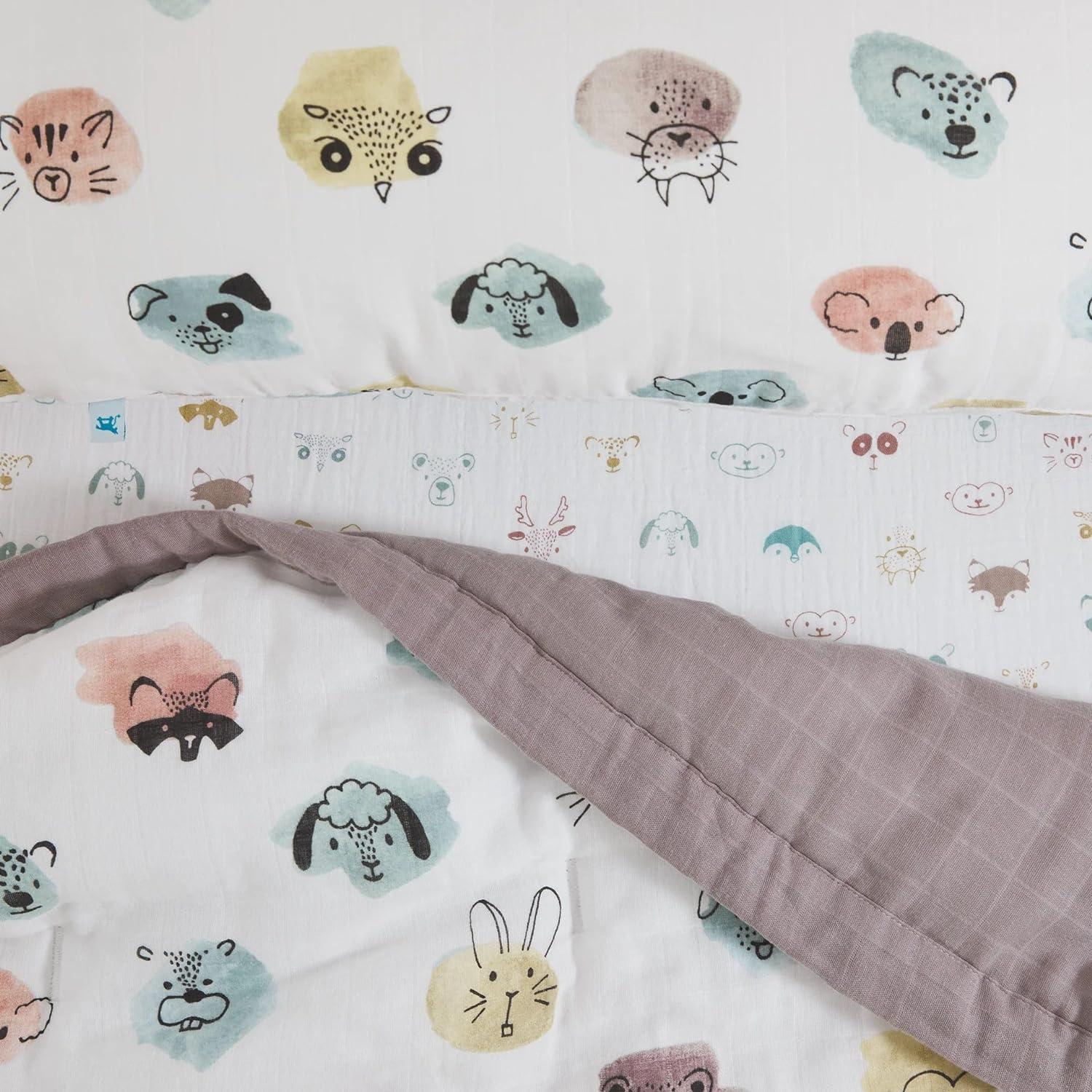 imageLittle Unicorn Toddler Bedding 3Piece Set  Super Soft ampamp Breathable Muslin Fabric  for Convertible Cribs ampamp Toddler Beds WhalesWatercolor Critters