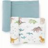 imageLittle Unicorn Large Stretch Knit Swaddle Blanket 2 Pack Super Soft with Optimal Stretch for swaddling  Giftable Set Dino PalsDino Pals