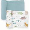 imageLittle Unicorn Large Stretch Knit Swaddle Blanket 2 Pack Super Soft with Optimal Stretch for swaddling  Giftable Set Dino PalsDino Pals