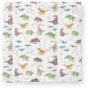 imageLittle Unicorn Large Stretch Knit Swaddle Blanket 2 Pack Super Soft with Optimal Stretch for swaddling  Giftable Set Dino PalsDino Pals