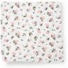 imageLittle Unicorn Large Stretch Knit Swaddle Blanket 2 Pack Super Soft with Optimal Stretch for swaddling  Giftable Set Dino PalsWatercolor Rose