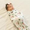 imageLittle Unicorn Large Stretch Knit Swaddle Blanket 2 Pack Super Soft with Optimal Stretch for swaddling  Giftable Set Dino PalsWatercolor Rose