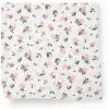 imageLittle Unicorn Large Stretch Knit Swaddle Blanket 2 Pack Super Soft with Optimal Stretch for swaddling  Giftable Set Dino PalsWatercolor Rose