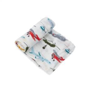 imageLittle Unicorn  Air Show Deluxe Swaddle  Single  100 Rayon Muslin from Bamboo  Super Soft  Newborns and Infants  Large 47 x 47  Machine Washable