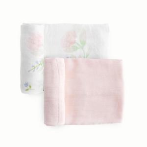 imageLittle Unicorn  Blush Peony Deluxe Swaddle Set  Set of 2  100 Rayon Muslin from Bamboo  Super Soft  Newborns and Infants  Large 47 x 47  Machine Washable