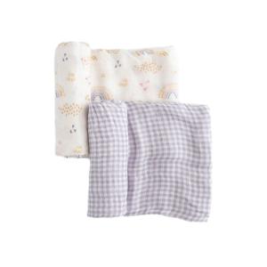 imageLittle Unicorn  Rainbow Gingham Deluxe Swaddle  Set of 2  100 Rayon Muslin from Bamboo  Super Soft  Newborns and Infants  Large 47 x 47  Machine WashableRainbow Gingham Set