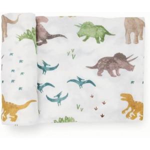 imageLittle Unicorn Large Stretch Knit Swaddle Blanket 2 Pack Super Soft with Optimal Stretch for swaddling  Giftable Set Dino PalsDino Pals