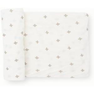 imageLittle Unicorn Large Stretch Knit Swaddle Blanket 2 Pack Super Soft with Optimal Stretch for swaddling  Giftable Set Dino PalsGrey Cross