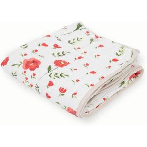 imageLittle Unicorn Newborn Receiving Quilt  Ultra Soft MultiLayered Muslin Fabric  Gift for Newborns ampamp onThego BisonWhite with Red and Orange flowers