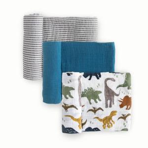 imageLittle Unicorn Premium Cotton Swaddle Baby Blanket  Breathable Fabric  for swaddling Play Nursing ampamp More Shooting StarsDino Friends 2