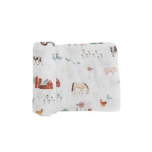 imageLittle Unicorn Premium Cotton Swaddle Baby Blanket  Breathable Fabric  for swaddling Play Nursing ampamp More Shooting StarsFarmyard