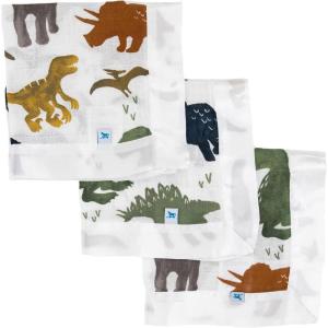 imageLittle Unicorn Security Blankets 3 Pack  100 Cotton Muslin with Satin Border Super Soft and Breathable  Baby Infant Toddler  Lovey for Boys and Girls  Dino Friends