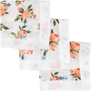 imageLittle Unicorn Security Blankets 3 Pack  100 Cotton Muslin with Satin Border Super Soft and Breathable  Baby Infant Toddler  Lovey for Boys and Girls  Watercolor Roses