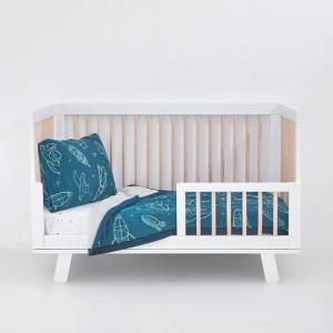 imageLittle Unicorn Toddler Bedding 3Piece Set  Super Soft ampamp Breathable Muslin Fabric  for Convertible Cribs ampamp Toddler Beds WhalesBlast Off