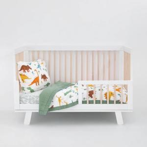 imageLittle Unicorn Toddler Bedding 3Piece Set  Super Soft ampamp Breathable Muslin Fabric  for Convertible Cribs ampamp Toddler Beds WhalesDino Names