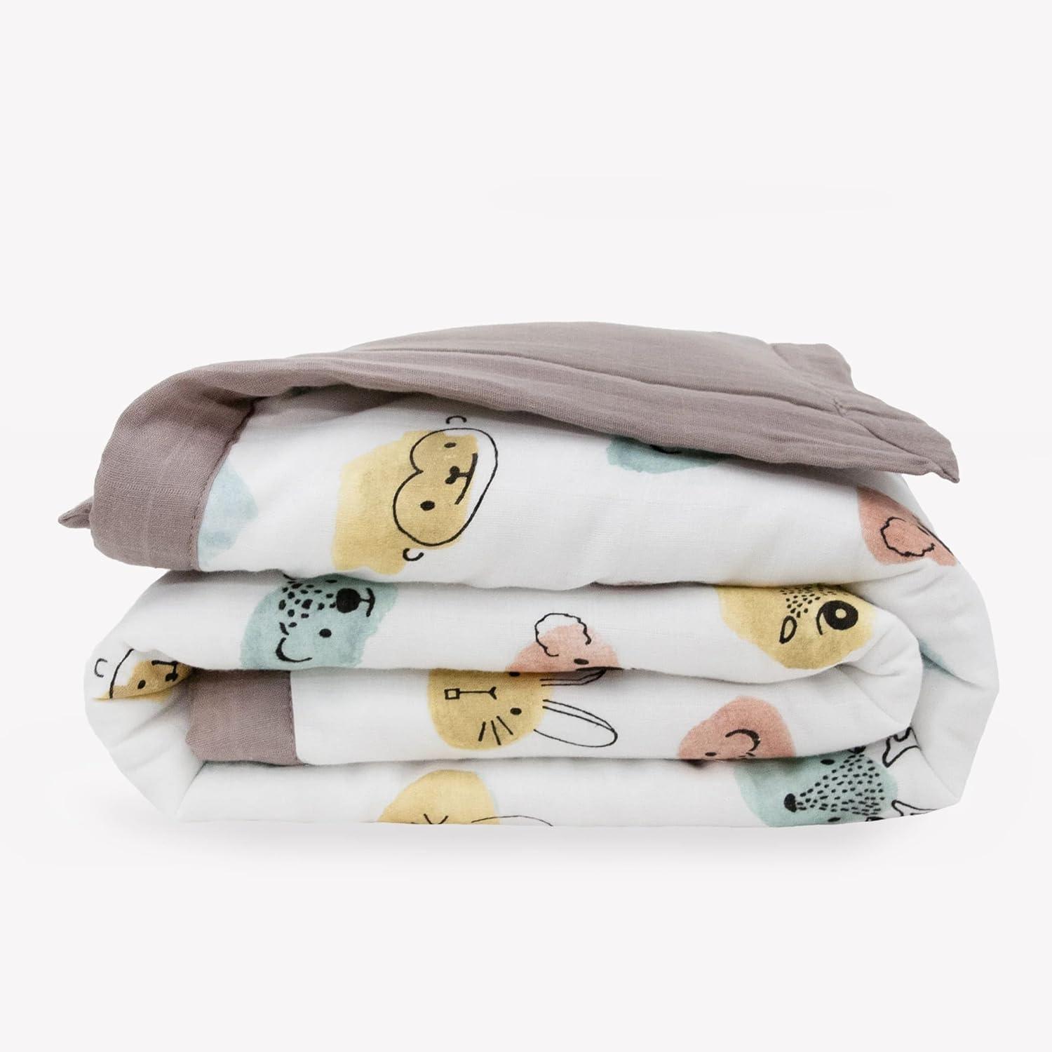imageLittle Unicorn Lofty Comforter Blanket  Super Soft ampamp Breathable Muslin Fabric Great for Play ampamp Bedtime Blanket Blast OffWatercolor Critters