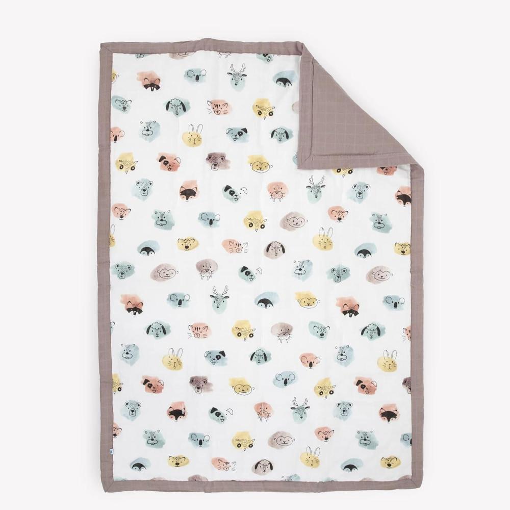 imageLittle Unicorn Lofty Comforter Blanket  Super Soft ampamp Breathable Muslin Fabric Great for Play ampamp Bedtime Blanket Blast OffWatercolor Critters