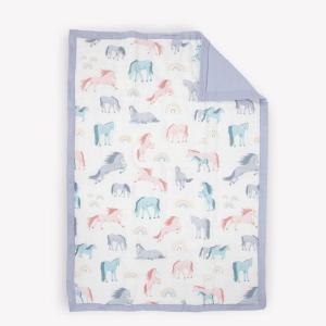 imageLittle Unicorn Lofty Comforter Blanket  Super Soft ampamp Breathable Muslin Fabric Great for Play ampamp Bedtime Blanket Blast OffUnicorns