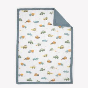 imageLittle Unicorn Lofty Comforter Blanket  Super Soft ampamp Breathable Muslin Fabric Great for Play ampamp Bedtime Blanket Blast OffWork Trucks