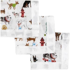 imageLittle Unicorn Security Blankets 3 Pack  100 Cotton Muslin with Satin Border Super Soft and Breathable  Baby Infant Toddler  Lovey for Boys and Girls  WoofWoof