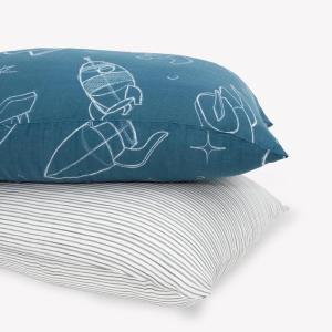 imageLittle Unicorn Standard Pillowcase 2 Pack  Super Soft ampamp Breathable Muslin Fabric  Snug Envelope Closure Mermaid PartyBlast Off