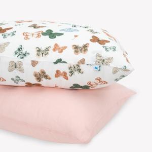 imageLittle Unicorn Standard Pillowcase 2 Pack  Super Soft ampamp Breathable Muslin Fabric  Snug Envelope Closure Mermaid PartyButterflies