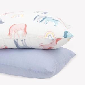 imageLittle Unicorn Standard Pillowcase 2 Pack  Super Soft ampamp Breathable Muslin Fabric  Snug Envelope Closure Mermaid PartyUnicorns