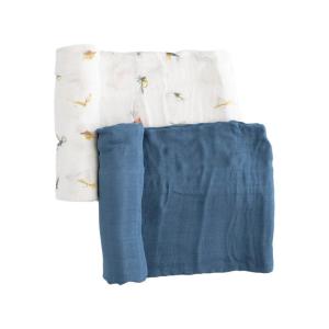 imageLittle Unicorn  Gone Fishing Deluxe Swaddle Set  Set of 2  100 Rayon Muslin from Bamboo  Super Soft  Newborns and Infants  Large 47 x 47  Machine Washable