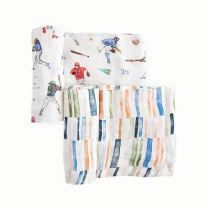 imageLittle Unicorn  Home Run Deluxe Swaddle Set  Set of 2  100 Rayon Muslin from Bamboo  Super Soft  Newborns and Infants  Large 47 x 47  Machine Washable