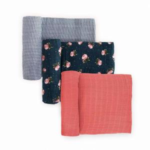 imageLittle Unicorn  Midnight Rose Cotton Muslin Swaddle Blanket Set  Set of 3  100 Cotton  Super Soft  Newborns and Infants  Large 47 x 47  Machine Washable