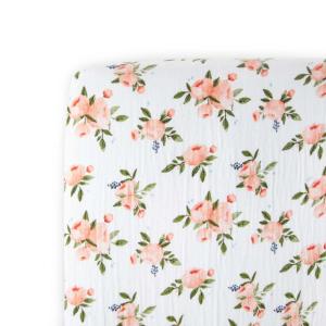 imageLittle Unicorn Premium Crib Sheet  Breathable ampamp SuperSoft Muslin Fabric Shooting StarsWatercolor Roses