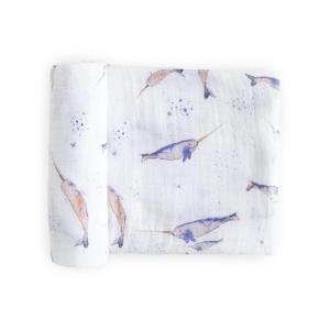 imageLittle Unicorn Premium Cotton Swaddle Baby Blanket  Breathable Fabric  for swaddling Play Nursing ampamp More DotsNarwhal