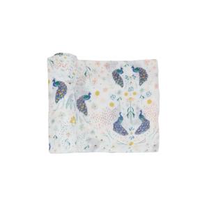 imageLittle Unicorn Premium Cotton Swaddle Baby Blanket  Breathable Fabric  for swaddling Play Nursing ampamp More DotsPeacock
