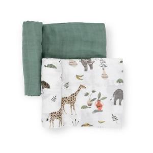 imageLittle Unicorn Premium Cotton Swaddle Baby Blanket  Breathable Fabric  for swaddling Play Nursing ampamp More DotsSafari Social 2
