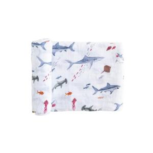 imageLittle Unicorn Premium Cotton Swaddle Baby Blanket  Breathable Fabric  for swaddling Play Nursing ampamp More DotsShark