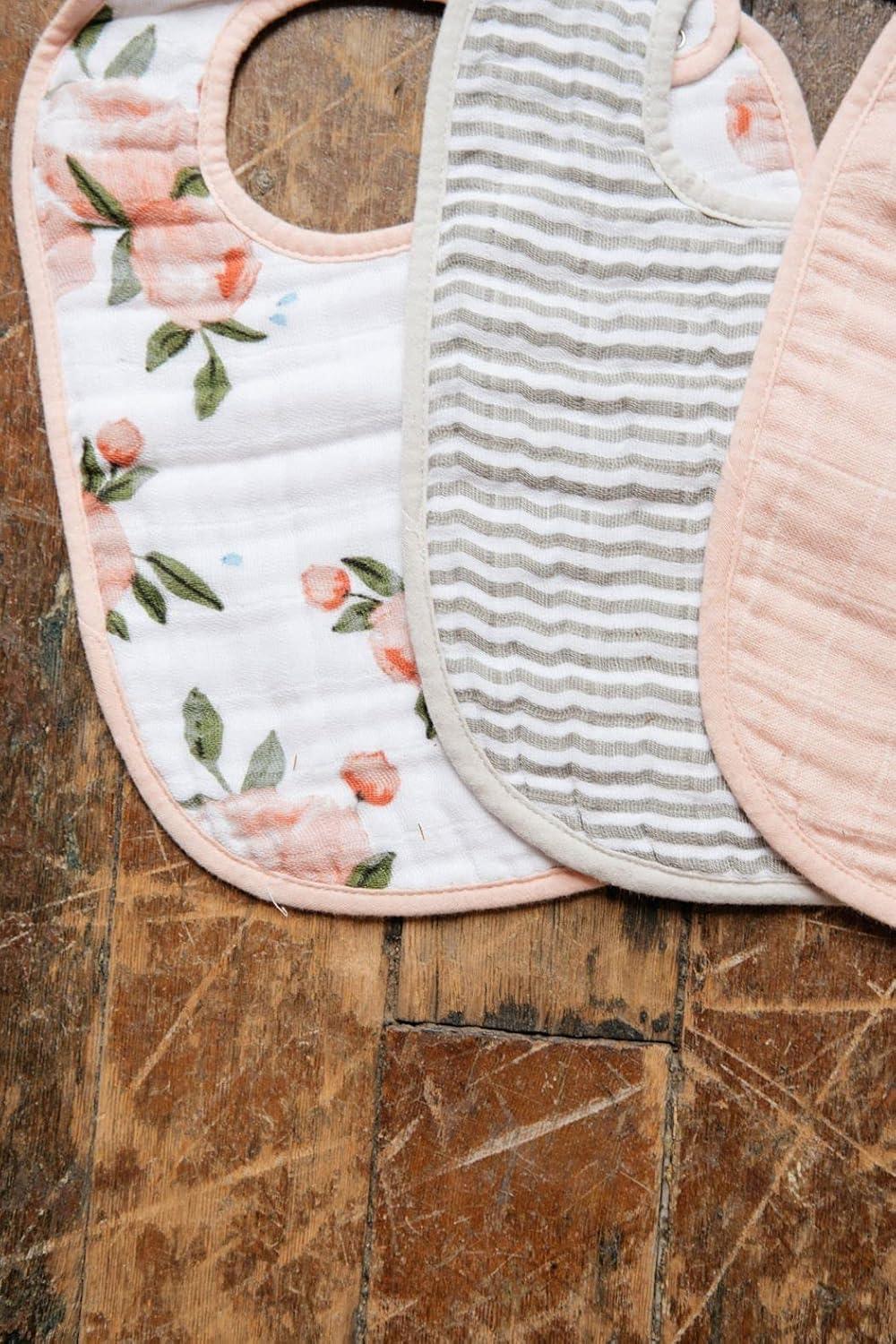 imageLittle Unicorn Premium Classic Bib 3 pack  Adjustable as baby grows  Soft fabric on skin  Great for first time eaters Berry LemonadeWatercolor Roses