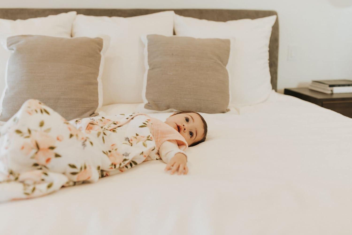imageLittle Unicorn 06 Month Quilted Sleep Sack 26 TOG  Soft ampamp Breathable Muslin Cotton for Safer Sleep  2 Way Zipper Dino FriendsWatercolor Roses